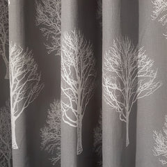 Fusion Woodland Trees Charcoal Eyelet Curtains