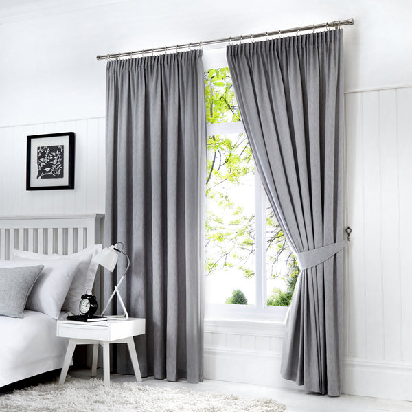 Fusion Dijon Lined Curtains - Silver