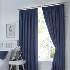Fusion Dijon Blackout Pencil Pleat Navy Curtains