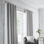 Dreams & Drapes Telford Jacquard Eyelet Curtains Silver