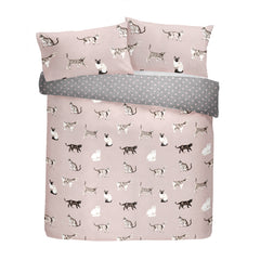 Fusion Cats Easy Care Blush Duvet Cover Set