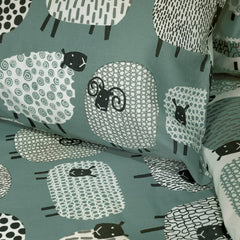 Fusion Dotty Sheep Easy Care Duck Egg Duvet Cover Set