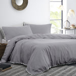 Appletree Boutique Lynton Pom Pom Duvet Set Slate