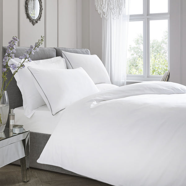 Appletree Boutique 200 Piped Duvet Cover Set - White