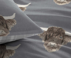 Fusion Highland Cow Grey Duvet Cover Set