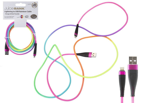 Rainbow Lightning USB Charge Cable 2m