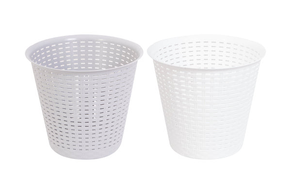 Rattan Waste Basket - White/Grey