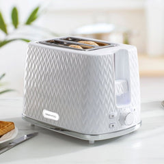 Daewoo White Argyle 2 Slice Toaster