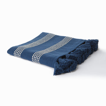 At Home Woven Stripe Throw Navy