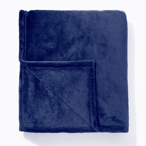 At Home Powder Plush Plain Throw Navy - 150x180cm