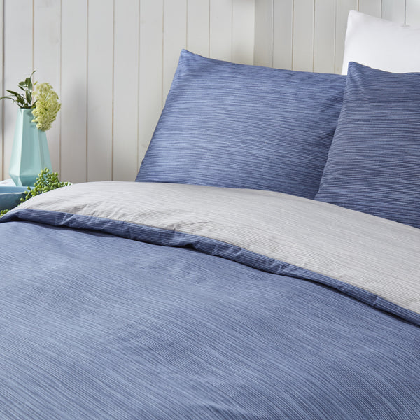 Fusion Bethan Reversible Duvet Cover Set - Navy Grey