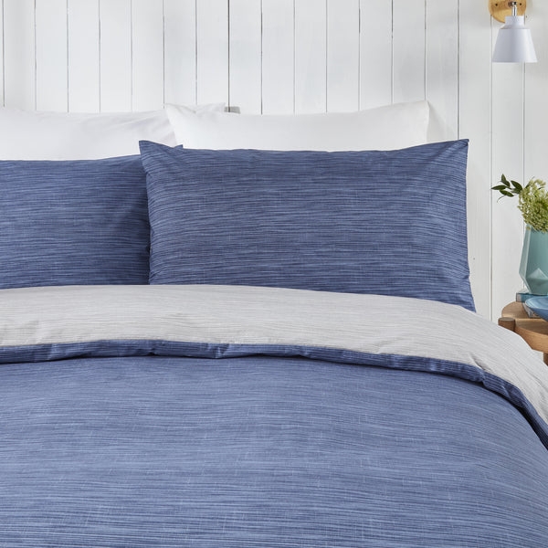 Fusion Bethan Reversible Duvet Cover Set - Navy Grey