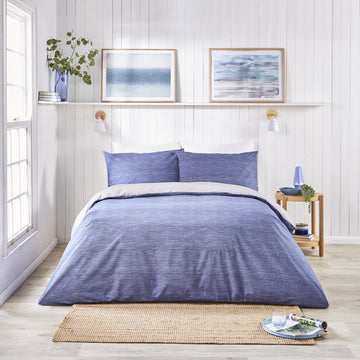 Fusion Bethan Reversible Duvet Cover Set - Navy Grey