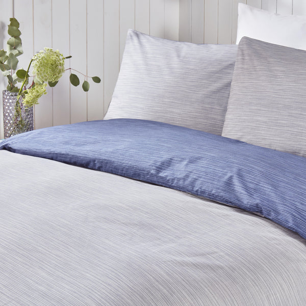 Fusion Bethan Reversible Duvet Cover Set - Navy Grey