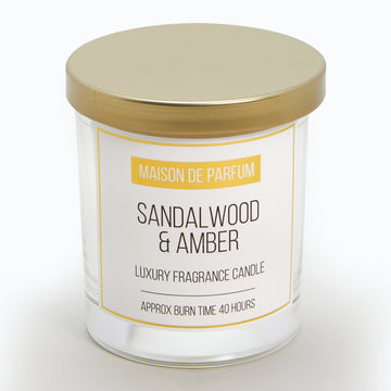 At Home Gold Lidded Candle Sandalwood & Amber