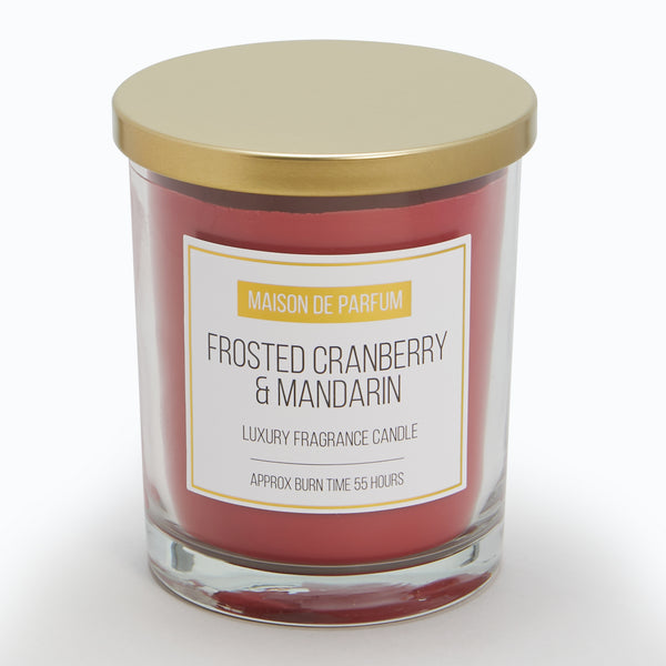 At Home Gold Lidded Candle Frosted Cranberry & Mandarin