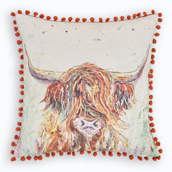 Kilburn & Scott Highland Cow Pom Cushion