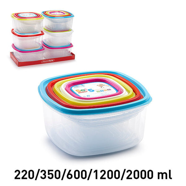 Food Storage Multi-Size Containers 5pk - Assorted