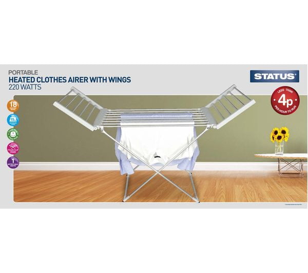 Status Portable Heated Clothes Airer with Wings
