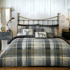 Dreams & Drapes Lodge Connolly Check Charcoal Duvet Cover Set