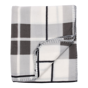 Checked Fleece Blanket 130x150cm Charcoal