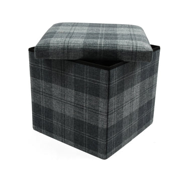 Grey Check Ottoman Storage