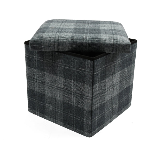 Grey Check Ottoman Storage