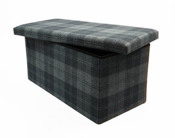 Grey Check Ottoman Storage