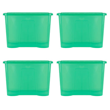 Wham Crystal 80L Box & Lid Tinted Green - Pack of 4