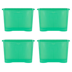 Pack of 4 Wham Crystal 80L Tinted Green Box and Lid