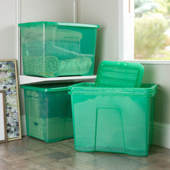 Pack of 4 Wham Crystal 80L Tinted Green Box and Lid