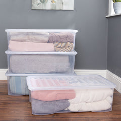 Crystal Pack of 4 62L Box and Lid Clear