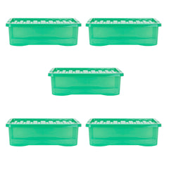 Pack of 5 Wham Crystal 32L Tinted Green Box and Lid