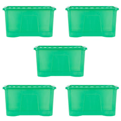 Pack of 5 Wham Crystal 60L Tinted Green Box and Lid