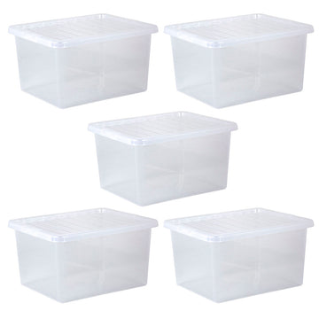 [Pack of 3] 25L to 110L Clear Plastic Containers with Lids Stackable  Storage Box