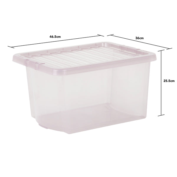 Wham Crystal 28L Box & Lid Tinted Pink - Pack of 5