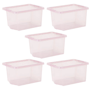 Wham Crystal 28L Box & Lid Tinted Pink - Pack of 5