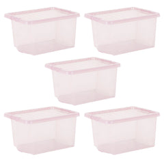 Pack of 5 Wham Crystal 28L Tinted Pink Box and Lid