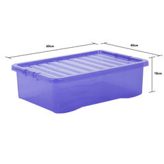 Pack of 5 Wham Crystal 32L Tinted Blue Box and Lid