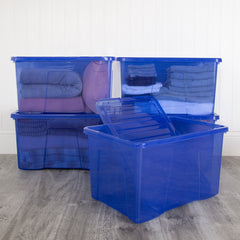 Pack of 5 Wham Crystal 60L Tinted Blue Box and Lid