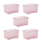 Wham Crystal 60L Box & Lid Tinted Pink - Pack of 5