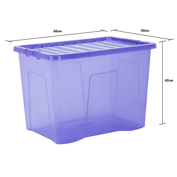 Wham Crystal 80L Box & Lid Tinted Blue - Pack of 4