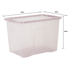 Pack of 4 Wham Crystal 80L Tinted Pink Box and Lid
