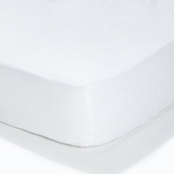 At Home Percale Fitted Sheet - White