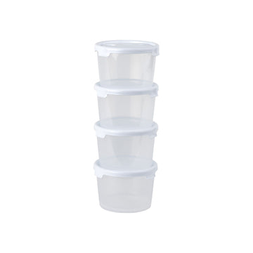 Cuisine Round Handy Pots Clear/White 300ml 4pk