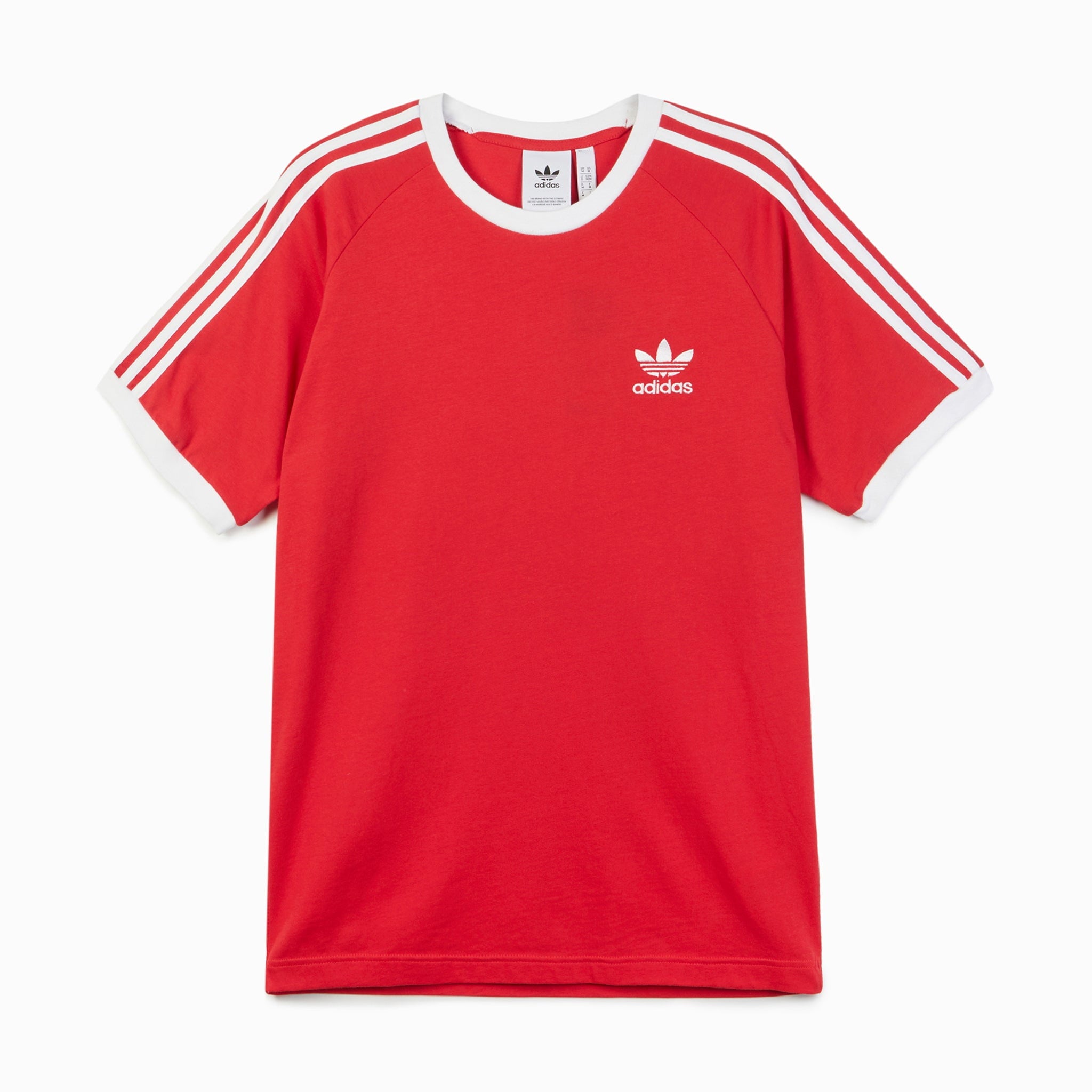 Adidas Originals 3 Stripe T-Shirt Mens - Red The Original Factory Shop