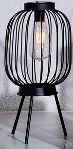 Outmore Black Oval Bulb Cage Lantern On Legs