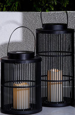 Outmore Black Rattan Solar Candle Lantern