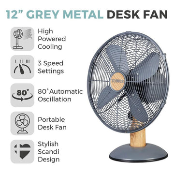 Tower Scandi 12 Inch Metal Desk Fan