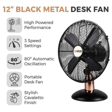Tower Cavaletto 12 Inch Metal Desk Fan